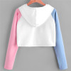 2017 # Long Sleeve Patchwork Casual Sweatshirts Hoodies Women Short Clothing Length Hooded Autumn Women Sweatshirt