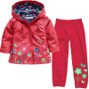 New Clothing Set Autumn Flower Pattern Kids Clothes Girls Clothes Sets Raincoat +Pant 2Pcs Casual Suit Children's Clothes