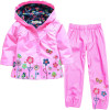 New Clothing Set Autumn Flower Pattern Kids Clothes Girls Clothes Sets Raincoat +Pant 2Pcs Casual Suit Children's Clothes