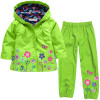 New Clothing Set Autumn Flower Pattern Kids Clothes Girls Clothes Sets Raincoat +Pant 2Pcs Casual Suit Children's Clothes
