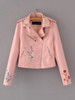 2017 Fashion Spring Leather Jacket Women Floral Embroidery Zipper Short PU Motorcycle Jacket Women Basic Coats Jaqueta Feminina