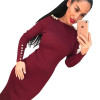 2017 Fashion Party Dress Women Sexy Sheath Bodycon Knitted Midi Dress Solid Long Sleeve Package Hip Dress Vestidos S-XL LJ7338E