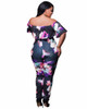 2017 Fashion off shoulder print Plus Size rompers womens jumpsuit Outfits sexy bodycon jumpsuit combinaison femme top quality
