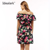 2017 fashion new Spring summer dress women clothing floral print pattern casual dresses vestidos WC0472