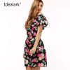 2017 fashion new Spring summer dress women clothing floral print pattern casual dresses vestidos WC0472