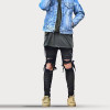 2017 Fashion Men Denim Pants Jeans Ripped Holes Skinny Elastic Slim Fit Cool Punk Long Trousers JL