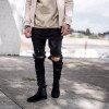 2017 Fashion Men Denim Pants Jeans Ripped Holes Skinny Elastic Slim Fit Cool Punk Long Trousers JL