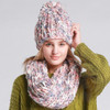 2017 Fashion Knit Winter Scarf Hat Warm Winter Hat For Women Hat Beanies Thick Female Bonnet Scarf Set Women Scarf Comfortable