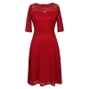 Nemidor 2017 Women Elegant Half Sleeve Casual Patchwork A-line Dress Vintage O-neck Midi 3XL Swing Party Lace Dress