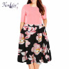 Nemidor 2018 Summer Vintage O-neck Half Sleeve Floral Print A-line Dress With Pockets 8XL 9XL Party Swing Plus Size Casual Dress