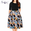 Nemidor 2018 Summer Vintage O-neck Half Sleeve Floral Print A-line Dress With Pockets 8XL 9XL Party Swing Plus Size Casual Dress