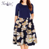 Nemidor 2018 Summer Vintage O-neck Half Sleeve Floral Print A-line Dress With Pockets 8XL 9XL Party Swing Plus Size Casual Dress