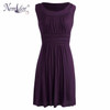 Nemidor 2016 Spring Summer Women Elegant O-neck Retro Pleated Swing Dresses Casual Sleeveless Midi Party Dress