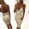 2017 summer Lady Sexy Party Night sequin dress Women V-neck elegant vintage dresses Shinning Gold sequined Flower Lace Dress