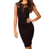 2017 Summer Hot Sleeveless Patchwork Lace Pencil Dress for Women Elegant OL Knee Length Bodycon Dress Lady
