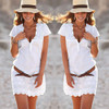 2017 Summer Fashion Women White Lace Dress Short Sleeve Sexy V Neck Casual Slim Party Short Mini Dresses Beach Sundress Vestidos 2017 Summer Fashion Women White Lace Dress Short Sleeve Sexy V Neck Casual Slim Party Short Mini Dresses Beach Sundress Vestidos