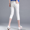 2017 Summer Fashion Women High Waist Skinny Jeans Embroidery Pencil Pants Capris Female Stretch Casual Cotton Hole Denim Pants