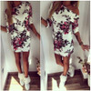 2017 Summer fashion Vintage Floral Print Women Dress Casual half Sleeve round Neck Elegant Slim Sheath Sexy Bodycon Dresses