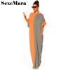 2017 Summer Fashion Patchwork Color Women Elegant Dresses Plus Size Loose Maxi Dress Casual Beach Tunic Vestido D28-AZ87