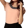 2017 Summer Fashion Chiffon Women tops sleeve shirt women casual blouse beading elegant blouse brief loose tops blusas femininas