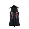 2017 Summer Elegant V Neck Rose Florla Embroidery Women Playsuits Sleeveless White Spring Rompers Jumpsuits Casual Beach Overall