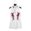 2017 Summer Elegant V Neck Rose Florla Embroidery Women Playsuits Sleeveless White Spring Rompers Jumpsuits Casual Beach Overall