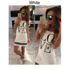 2017 Summer Dress Letter Print A-Line Dress Zippers O-Neck Dress Female Plus Size Vestido Women Vestidos XXXL White Dresses