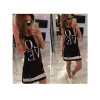 2017 Summer Dress Letter Print A-Line Dress Zippers O-Neck Dress Female Plus Size Vestido Women Vestidos XXXL White Dresses