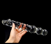 Large Glass 12*2.2 inch +3 Anal Beads Huge Double Glass Dildo