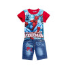 Retail spiderman kids clothing sets,fashion cartoon children summer shirt jeans shorts set, toddler boys clothing