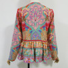 RED Boho blouse 2018 Peacock floral print blouses Vinatge sexy v-Neck long Sleeve tassel Bohemia women blouses Hippie TOP