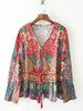 RED Boho blouse 2018 Peacock floral print blouses Vinatge sexy v-Neck long Sleeve tassel Bohemia women blouses Hippie TOP