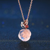 MoBuy MBNI025 Unique Rose Flower Natural Gemstone Rose Quartz Necklace & Pendant 925 Sterling Silver Gold Plated Fine Jewelry