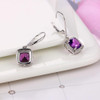 MoBuy MBEI001 Cushion Natrual Gemstone Amethyst Drop/Dangle Earring 925 Sterling Silver White Gold Plated Fine Jewelry For Women
