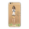 Mobile Phone Case For iPhone 7 6 6s Plus 6Plus 4 4S 5 5S SE 5C Bag New Modern Dress Shopping Girl Transparent Soft TPU Cover