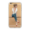 Mobile Phone Case For iPhone 7 6 6s Plus 6Plus 4 4S 5 5S SE 5C Bag New Modern Dress Shopping Girl Transparent Soft TPU Cover