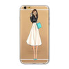 Mobile Phone Case For iPhone 7 6 6s Plus 6Plus 4 4S 5 5S SE 5C Bag New Modern Dress Shopping Girl Transparent Soft TPU Cover