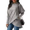 2017 Pocket Asymmetric Hem Long Sleeve Hooded Sweatshirt Female Long Sleeve Pullovers Women Hoodie