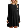2017 Plus Size Elastic Dress Winter Vestidos Autumn Womens Long Sleeve Dress Ladies Casual Loose Solid O Neck Dresses Loose