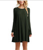 2017 Plus Size Elastic Dress Winter Vestidos Autumn Womens Long Sleeve Dress Ladies Casual Loose Solid O Neck Dresses Loose