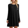 2017 Plus Size Elastic Dress Winter Vestidos Autumn Womens Long Sleeve Dress Ladies Casual Loose Solid O Neck Dresses Loose