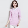 2017 plus size Autumn Winter Womens Pullover Sweater knit fake two-piece women's long-sleeved Pullover Cashmere sweaters AS36