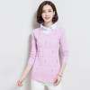 2017 plus size Autumn Winter Womens Pullover Sweater knit fake two-piece women's long-sleeved Pullover Cashmere sweaters AS36