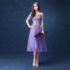 2017 off the Shoulder Short Sleeve Lace Appliques Short Lavender Bridesmaid Dress Elegant Wedding Party Dresses