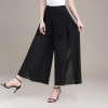 2017 New design sexy side split women summer chiffon trousers elegant high waist  ladies loose wide leg chiffon pants