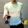 2017 New Design Men T Shirt Fashion Casual T-Shirt Men Gradient Slim Fit T Shirts O Neck Long Sleeved Men Tops Plus Size 5XL