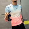 2017 New Design Men T Shirt Fashion Casual T-Shirt Men Gradient Slim Fit T Shirts O Neck Long Sleeved Men Tops Plus Size 5XL