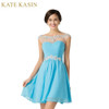 2017 New Design A-line Short Dresses Scoop Neck Cocktail Party dress Lace-up Veatidos de Festa Abito Cocktail Dress Blue 7536