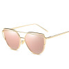 2017 New Cat Eye Sunglasses Women Brand Designer Female Twin-Beams Rose Gold Mirror Sun Glasses Cateye SunGlasses Oculos Feminin