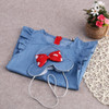 2016 Baby Girls Dress Cute Demin Kids Dresses For Girl Toddler A line Red bowties Dress Baby Clothing